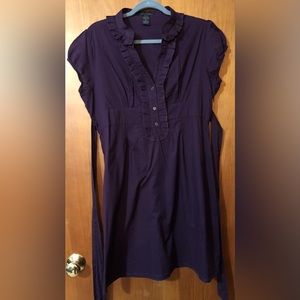 Sam & Max purple cotton ruffled neckline dress XL